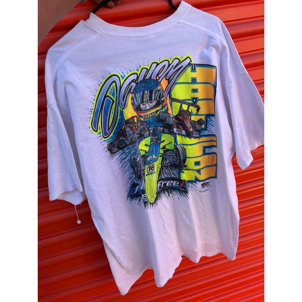 Vintage Davey Hamilton Racing T-Shirt Mens XL White Single Stitch IndyCar 90s